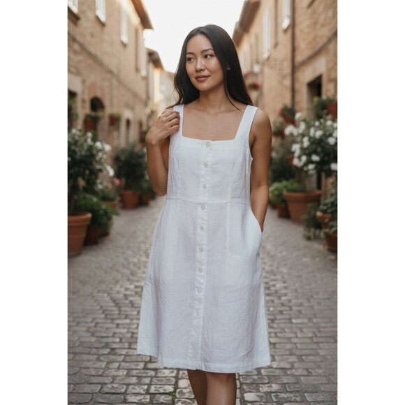 A New Day Womens White Sleeveless Button-Front Dress With Pockets Size Small - Picture 1 of 11